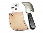 Ensemble 3 pièces Couteaux quart de lune - Couteau, plaque pour joints de soudure et sac en cuir - Qualité professionnelle